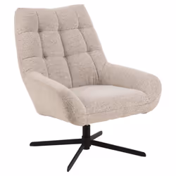 Actona Paris, Fauteuil, Tissu, Beige, Acier, Noir, Acier