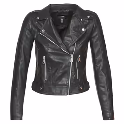 Blouson court en simili - couleur : Noir