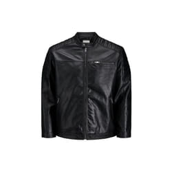 Veste de motard en simili-cuir Capuche Manches longues Noir