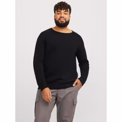 Jack & Jones 12163781_2161.3162, Noir, EU3XL, US1XL, Coupe régulière, Col rond, Manches longues