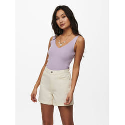 ONLY 15180497 Débardeur Col V Sans manches Nylon, Viscose