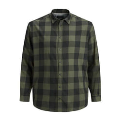 Chemise à carreaux Loose Fit Col chemise Manches longues Marron clair vert en coton