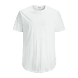 T-shirt Long Line Fit Col rond Manches courtes Blanc Zed