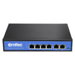 Ernitec ELECTRA-U04 commutateur réseau Non-géré Gigabit Ethernet (10/100/1000) Connexion Ethernet, supportant l'alimentation via ce port (PoE) Noir, Bleu