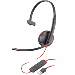 POLY Micro-casque Blackwire 3210 monaural USB-A, Avec fil, Bureau/Centre d'appels, 87 g, Casque, Noir