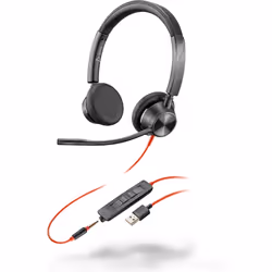 POLY Blackwire 3325 USB-A + 3.5mm Stereo Headset, Avec fil, Bureau/Centre d'appels, 130 g, Casque, Noir