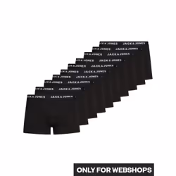 Jack & Jones Pack de 10 boxers, Caleçons, Short Boxer, Mâle, Noir, S, Monochromatique
