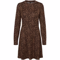 Robe courte, col rond - couleur : Marron