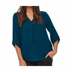 ONLY 15226911, Adulte, Femelle, Bleu, Monochromatique, Col V, Manche 3/4