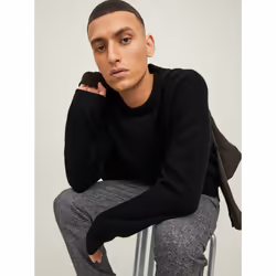 Jack&Jones Pull Rollie 12215468 Noir Relaxed Fit - Vue supplémentaire 7