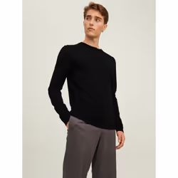 Jack & Jones 12216817_2161.41, Noir, XXL, Coupe régulière, Encolure torsadée, Manches longues, 1 pièce(s)