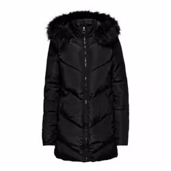 Doudoune longue capuche noir - ONLY - onlmynte 15238323 3617 - Femme - Fermeture éclair - 100% polyester
