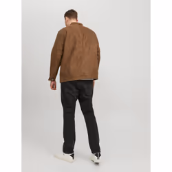 Veste de motard en simili-cuir Col motard Manches longues Marron clair Earl