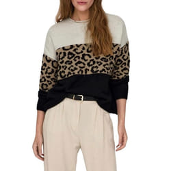 Pull Only Jade Amimal Print Noire pour Femme