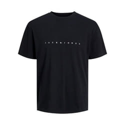 T-shirt en coton noir uni avec une coupe droite et un col rond