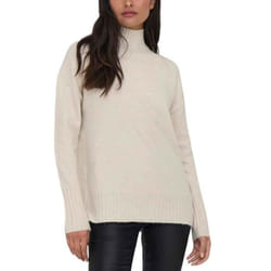 Pull Only Gabriel Beige pour Femme - ONLY - Gabriel - Manches longues - Col montant - Tissu tricoté extensible