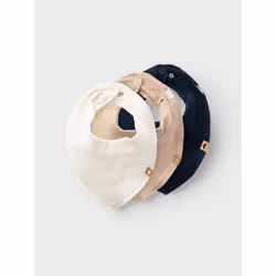 Name It 13222639, Bavoir écharpe / mouchoir, Beige, Noir, Blanc, Unisexe, Enfant, Monochromatique, Bouton pression
