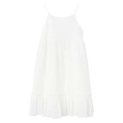 Robe courte - Non spécifié - Modèle non spécifié - Blanc - Dos ajouré - Volant au bas