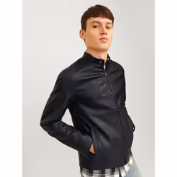 Jack&Jones Veste en simili cuir Dylan 12261195 Noir Slim Fit - Vue supplémentaire 7