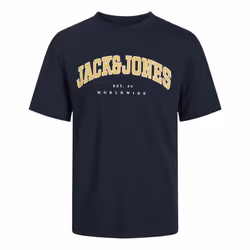 T-shirt en coton bleu marine uni à coupe droite avec imprimé nom de la marque