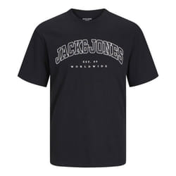 T-shirt en coton noir uni à coupe droite avec imprimé nom de la marque