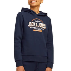 Sweatshirt - JACK & JONES - Logo Enfants - Col arrondi - Manches longues - Poche kangourou