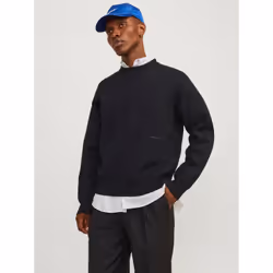Jack & Jones 12261852_2161.60, Noir, S, Coupe large, Encolure torsadée, Manches longues, 1 pièce(s)