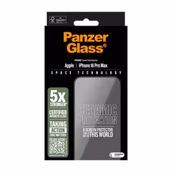 PanzerGlass PG Ceramic Scrn iPhone 16P 6.9Inch UWF Protection d'écran transparent Apple 1 pièce(s)