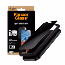 PanzerGlass ® 2-Way Privacy Screen Protector iPhone 17 | iPhone 16 Pro | Ultra-Wide Fit w. EasyAligner Protection d'écran transparent Apple 1 pièce(s) - Vue supplémentaire 6