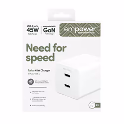 PanzerGlass empower™ by ® Turbo 45W Charger incl. 2 x USB-C | EU Plug | Silver White Smartphone Blanc Secteur Intérieure - Vue supplémentaire 3