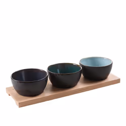 BITZ 821098, Ensemble de bols, Rond, Grès, Noir, 220 °C, 12 cm
