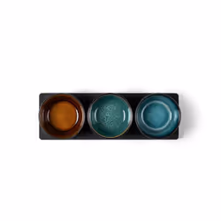 BITZ Servierplatte mit Schalen 4er Set Grès, Bois Bleu, Vert Rond Assiette de service