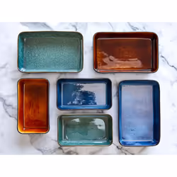BITZ 821451 Plat de service Grès Noir, Bleu Rectangulaire