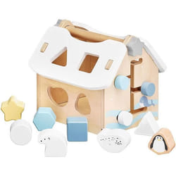 Mamabrum Cube dÉveil en Bois - Maison Trieuse de Formes Géométriques - Premier Âge 1 an - Jouet Labyrinthe 8 Blocs de Modélisation