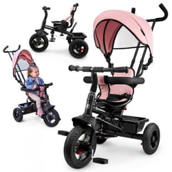HyperMotion Tricycle Bébé Évolutif 3-en-1- Tricycle Enfant 1-4 Ans (20 kg)- Poussette avec Guidon Parental Siège Pivotant 360°