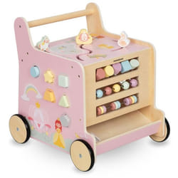 Trotteur Enfant en bois - MAMABRUM - Poussoir 2 en 1 - Cube éducatif - Labyrinthe - Boulier