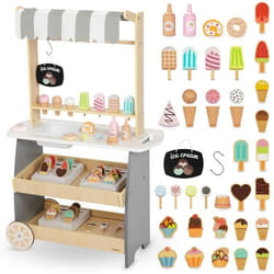 Marchande Enfant +3 ans - Mamabrum - Chariot à glaces en Bois - Accessoires inclus - Motricité développée