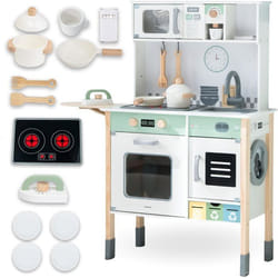 Mamabrum Cuisine Enfant Interactive en Bois 31x85x98cm- Lave-Linge Lave-Vaisselle Tableau Accessoires- Sons& lumières