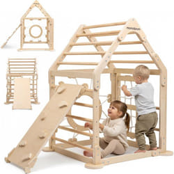 Aire de jeux en bois - Mamabrum - Balançoire et toboggan - 3 ans et plus - Intérieur et extérieur - Sécurisé
