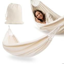 Hamac bohème beige - Hypermotion - 200 x 150 cm - Doux et respirant - Facile à suspendre