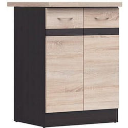 Junona Meuble Bas De Cuisine 60 Cm - 2 Portes - Plan De Travail - Chene Sonoma