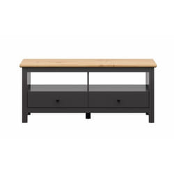 Meuble TV HESEN effet chêne et anthracite 137cm - Gris