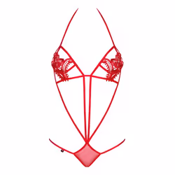Obsessive Luiza, Body, Rouge, Elastane, Polyamide, S/M, Monochromatique, Taille basse