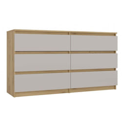 Milan - Commode de chambre large 6 tiroirs - 30x120x77cm - Meuble de rangement - Anthracite et Cachemire