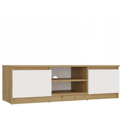 Topeshop - tivoli - Meuble tv style moderne - 120x40x36cm - 2 niches + 2 portes - Artisan et Blanc