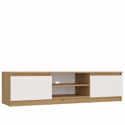 MEUBLE TV MODERNE RTV 140 ARTISAN BLANC BUFFET BAS POUR TÉLÉVISEUR AVEC ÉTAGÈRE ET PLACARDS DESIGN MINIMALISTE Modèle : RTV 1 ...