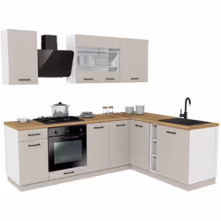 Topeshop - vario - Ensemble de meubles de cuisine d'angle – 240 x 180 cm – Cachemire & Chêne – Plan de travail inclus - Sans ...