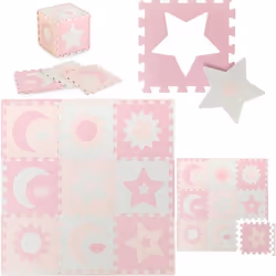 MoMi NEBE Tapis d’eveil – 3D Puzzles en mousse EVA pour Enfant – 90x90cm – Rose