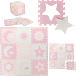 MoMi NEBE Tapis d’eveil – 3D Puzzles en mousse EVA pour Enfant –  90x90cm – Rose