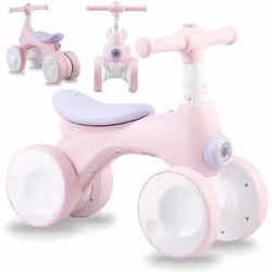 MoMi TOBIS - Velo Bebe Draisienne - sans pedales - bulles feu avant klaxon - Rose